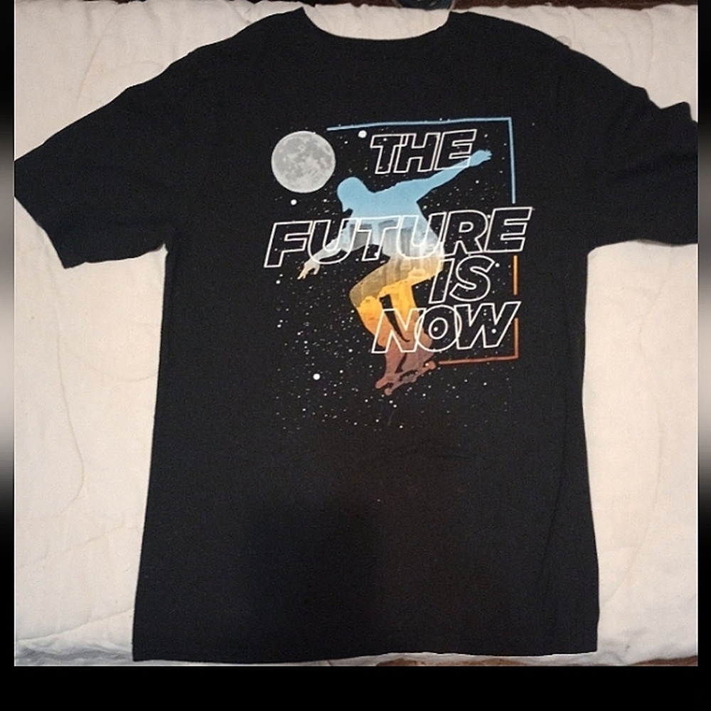 Black Graphic T-Shirt with Futuristic Design